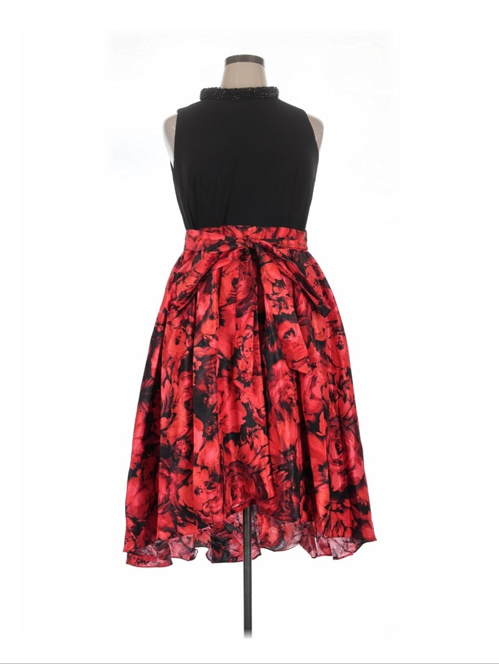Black & Red Floral High-Low Dress